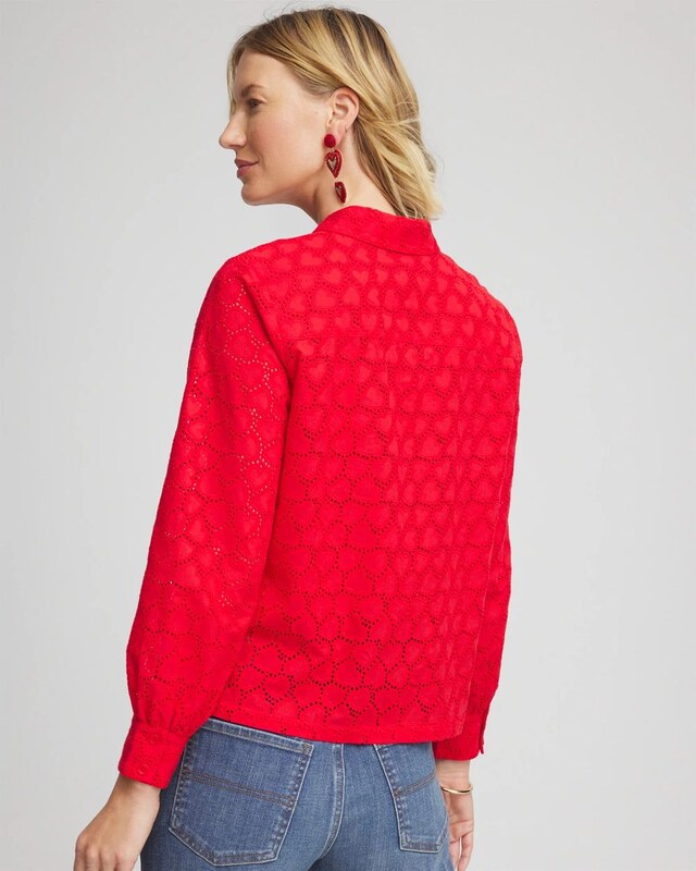 Heart Eyelet Button Down Shirt - image 4